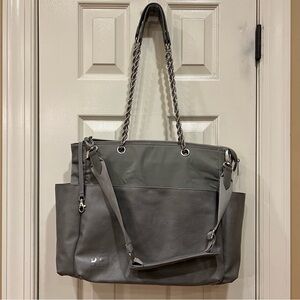 BEIS Gray Tote Bag Work Bag Diaper Bag Chain Straps